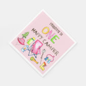 小さな女の子ワンハッピーキャンパーファーバースデーパーティー スタンダードランチョンナプキン (角)