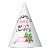 小さな女の子ワンハッピーキャンパーファーバースデーパーティー パーティーハット (正面)