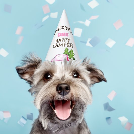 小さな女の子ワンハッピーキャンパーファーバースデーパーティー パーティーハット