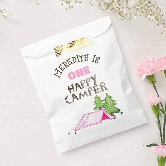 小さな女の子ワンハッピーキャンパーファーバースデーパーティー フェイバーバッグ (封をした状態)