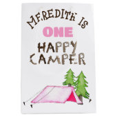 小さな女の子ワンハッピーキャンパーファーバースデーパーティー ミディアムペーパーバッグ (正面)