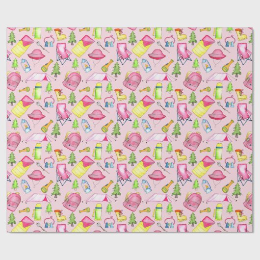 小さな女の子ワンハッピーキャンパーファーバースデーパーティー ラッピングペーパー (フラット)