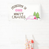 小さな女の子ワンハッピーキャンパーファーバースデーパーティー 横断幕 (インサイチュ)