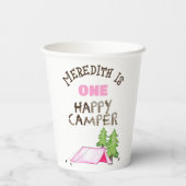 小さな女の子ワンハッピーキャンパーファーバースデーパーティー 紙コップ (裏面)
