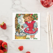 小さな女の子ヴィンテージ誕生日紙ナプキン スタンダードカクテルナプキン (インサイチュ)