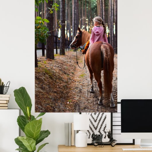 小さな女の子乗馬 ポスター (ホームオフィス)