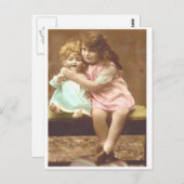 小さな女の子人形ヴィンテージはがき ポストカード (正面/裏面)