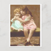 小さな女の子人形ヴィンテージはがき ポストカード (正面)