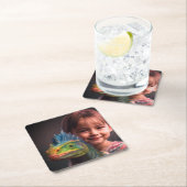 小さな女の子付きトカゲ スクエアペーパーコースター (インサイチュ)