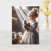 小さな女の子付きバーンキッチンズフォー誕生日 カード (黄色い花)