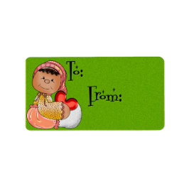 小さな女の子付き詰まったハート ラベル