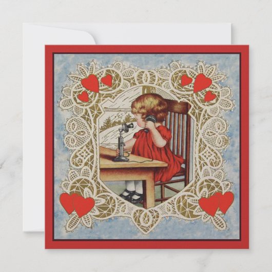 小さな女の子付き電話招待状 (正面)