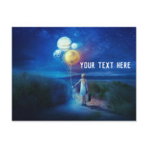 小さな女の子保持惑星バルーン