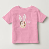 小さな女の子写真：Bunny Ears and Name Easter トドラーTシャツ (正面)