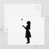 小さな女の子及び蝶シルエット子自然 ポストカード (正面/裏面)