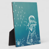 小さな女の子吹がタンポポに乗っている フォトプラーク (側面)