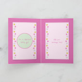 小さな女の子子供へピンク誕生日の写真の挨拶 カード (内部)