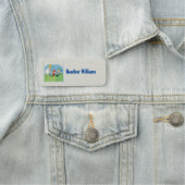 小さな女の子小妖精や小人イースターリリーエッグブルー縁ど 名札 (インサイチュ)