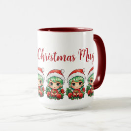 小さな女の子小妖精や小人クリスマスカスタマイズ魔法 マグカップ