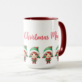 小さな女の子小妖精や小人クリスマスカスタマイズ マグカップ