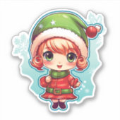 小さな女の子小妖精や小人クリスマス魔法 シール (正面)