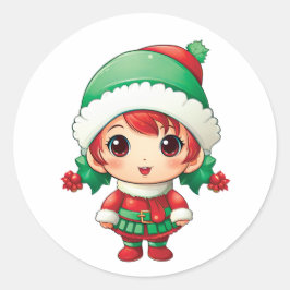 小さな女の子小妖精や小人クリスマス魔法 ラウンドシール