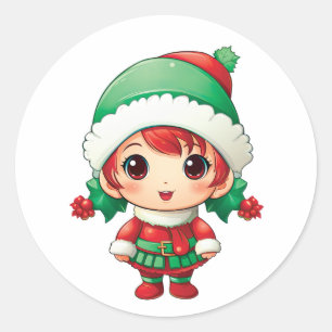 小さな女の子小妖精や小人クリスマス魔法 ラウンドシール