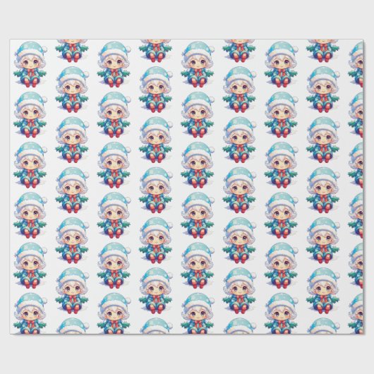 小さな女の子小妖精や小人クリスマス魔法 ラッピングペーパー (フラット)