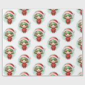 小さな女の子小妖精や小人クリスマス魔法 ラッピングペーパー (フラット)