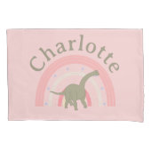 小さな女の子恐竜レインボーピンクベッドルームカスタム 枕カバー (正面)