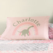 小さな女の子恐竜レインボーピンクベッドルームカスタム 枕カバー