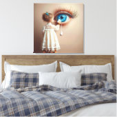 小さな女の子拭き涙遠くに キャンバスプリント (インサイチュ (寝室))