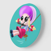 小さな女の子揺れ ラージ壁時計 (傾斜)