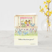 小さな女の子時間がノートカ空白のードで過ぎた カード (黄色い花)