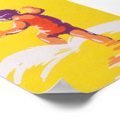 小さな女の子歩くオンビーチヴィンテージポスター ポスター (角)