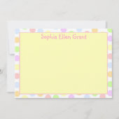 小さな女の子水玉模様パステル文房具 ノートカード (正面)