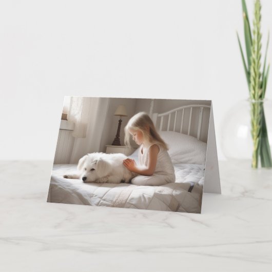 小さな女の子祈と犬 カード (正面)