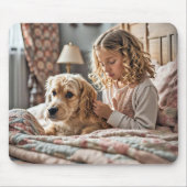 小さな女の子祈と犬 マウスパッド (正面)
