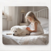 小さな女の子祈と犬 マウスパッド (正面)