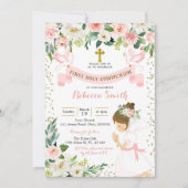 小さな女の子祈フローラ第一聖餐式 招待状 (正面)