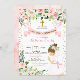 小さな女の子祈フローラ第一聖餐式 招待状