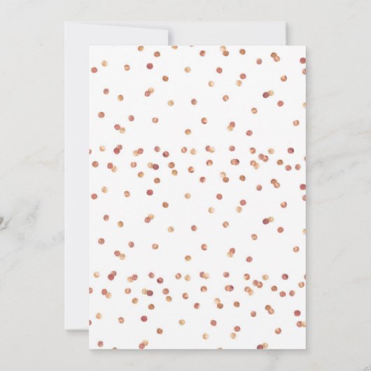 小さな女の子第1誕生日バラ金ゴールドピンクグリッター 招待状 (裏面)