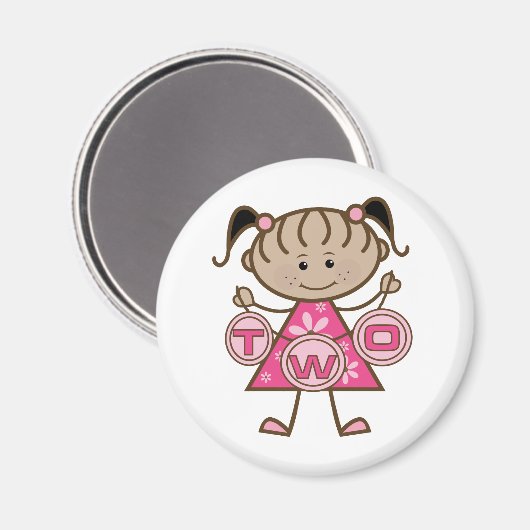 小さな女の子第2回誕生日Tシャツとギフト マグネット (正面/裏面)