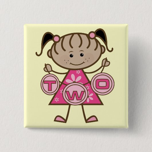 小さな女の子第2回誕生日Tシャツとギフト 缶バッジ (正面)