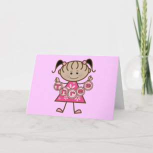 小さな女の子第3回誕生日Tシャツとギフト カード