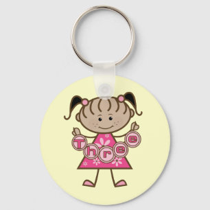 小さな女の子第3回誕生日Tシャツとギフト キーホルダー