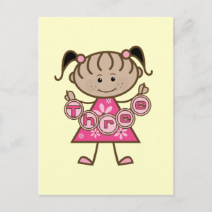 小さな女の子第3回誕生日Tシャツとギフト ポストカード