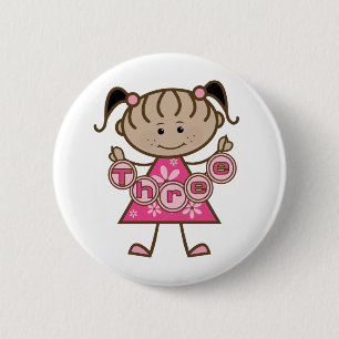 小さな女の子第3回誕生日Tシャツとギフト 缶バッジ