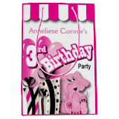 小さな女の子第3誕生日パーティー ミディアムペーパーバッグ (正面)