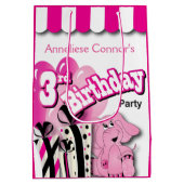 小さな女の子第3誕生日パーティー ミディアムペーパーバッグ (裏面)